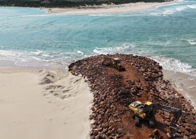 Extension of spit revetment