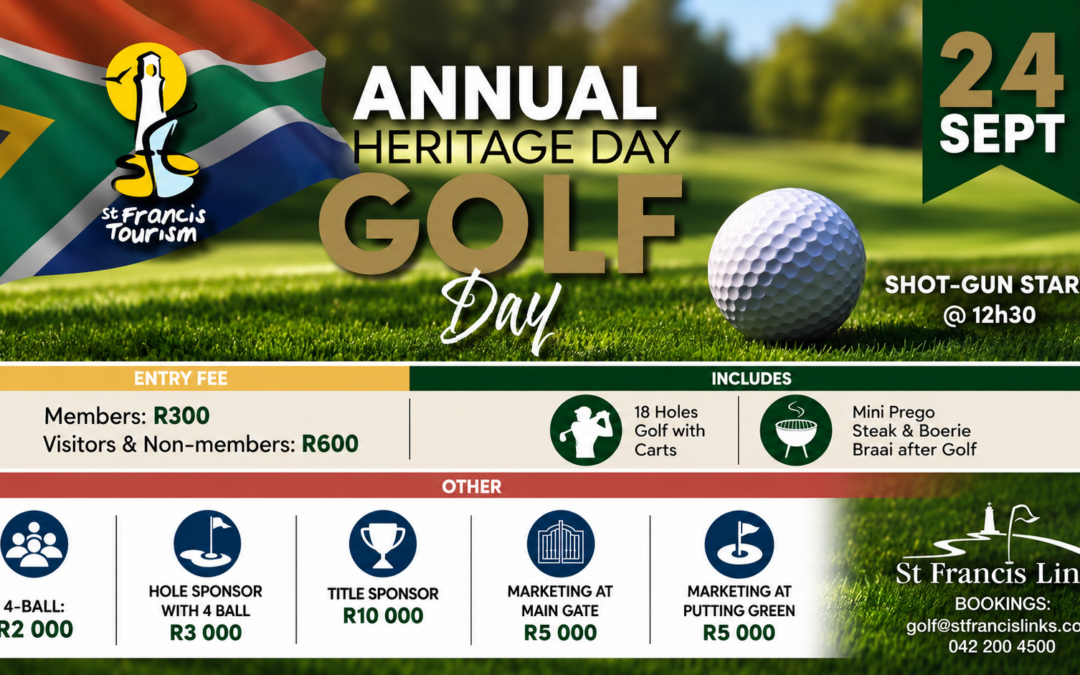 The Annual St Francis Heritage Day Golf Day Is at St Francis Links on 24 September.