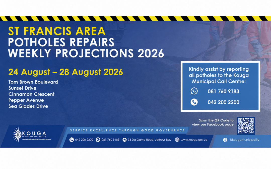 The Weekly Schedule For Roadworks And Pothole Repairs In St Francis Bay
